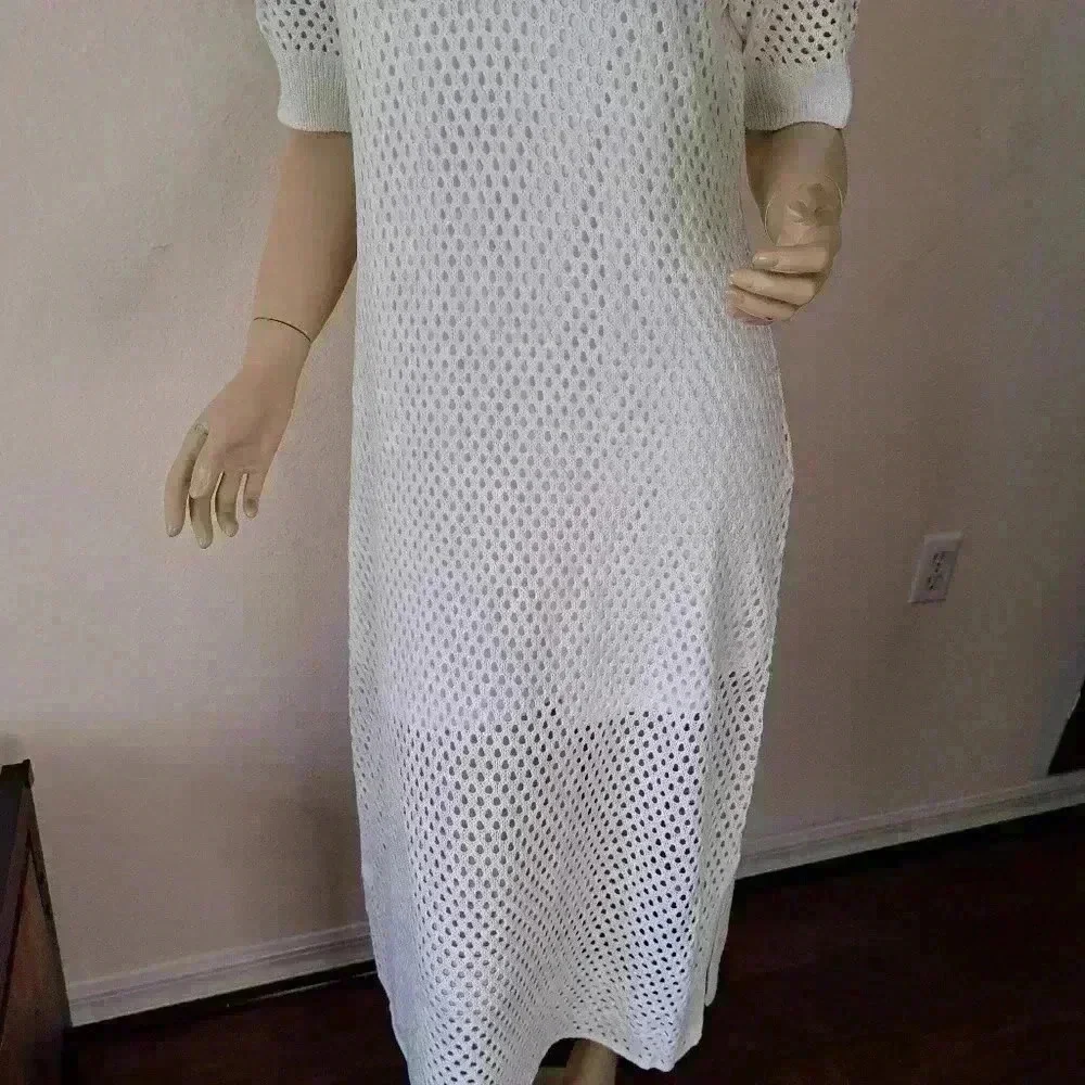 Steve Madden Dress short sleeve open knit midi  ivory/white size X… - Picture 5 of 7
